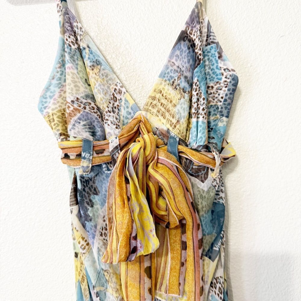 Diane Von Furstenberg Kingston Printed 2005 Vintage Y2K Silk Slip Belted Dress - Picture 12 of 14